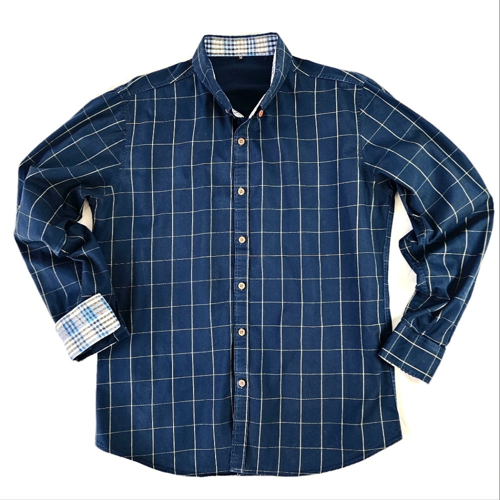 Men's Navy Casual or Dress Button Down Shirt Medium